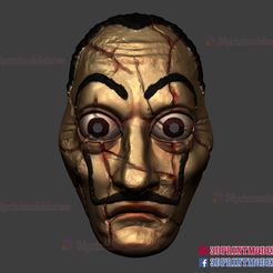 money-heist-mask-special-dali-mask-stl-file-01.jpg Archivo 3D Robo de dinero Máscara de Dalí oscuro - Casco de Cosplay - Disfraz de Halloween・Diseño para descargar y imprimir en 3D