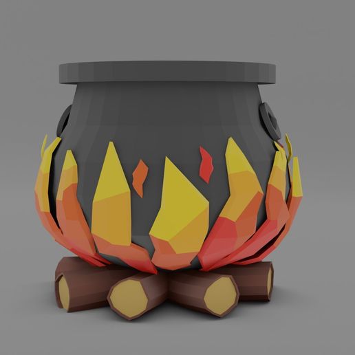 🎨 Lowpoly Cauldron・ OBJ File for ・Cults