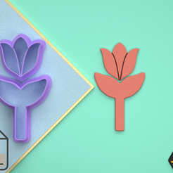 Flores-Vista-actual.png Digital .STL Polymer Clay Cutter beautiful Tulip flower *5 Size 3 Version Cut/Spring Summer/File For Use In A 3D Printer