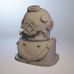 99d34b3809509b05b9e497904eabb4cb_preview_featured.jpg Free STL file Diving Helmet HighPoly with base・3D printer model to download