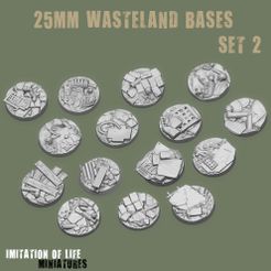 25MM WASTELAND BASES 3 Файл 3D 25-мм базы Пустоши комплект 2・Идея 3D-печати для скачивания