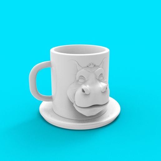 Hippo Head Coffee Cup Mug 3D model