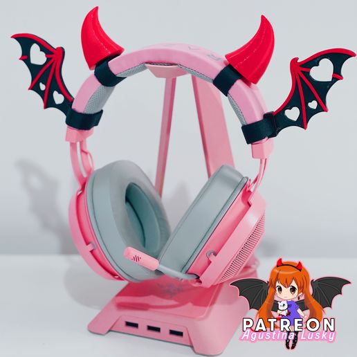 IMG_9289.jpg BUNDLE Devil Horns Succubus Wings Auriculares / Adaptador para auriculares / Accesorio