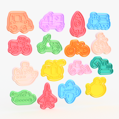 transport.png 3D file Transport Cookie Cutters set of 16・3D printing idea to download, roxengames