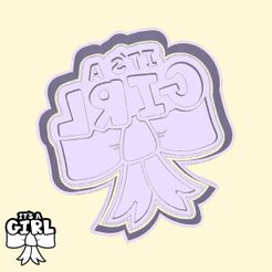 03-1.jpg Archivo STL Cortadores de galletas para baby shower - #01 - Es una niña (estilo 1)・Objeto imprimible en 3D para descargar