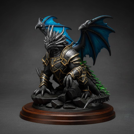 Armored War Dragon Statue, Detailed Resin Printed Fantasy Figure, Mythical Warrior Dragon Ornament, Dungeons and Dragons Tabletop Decor