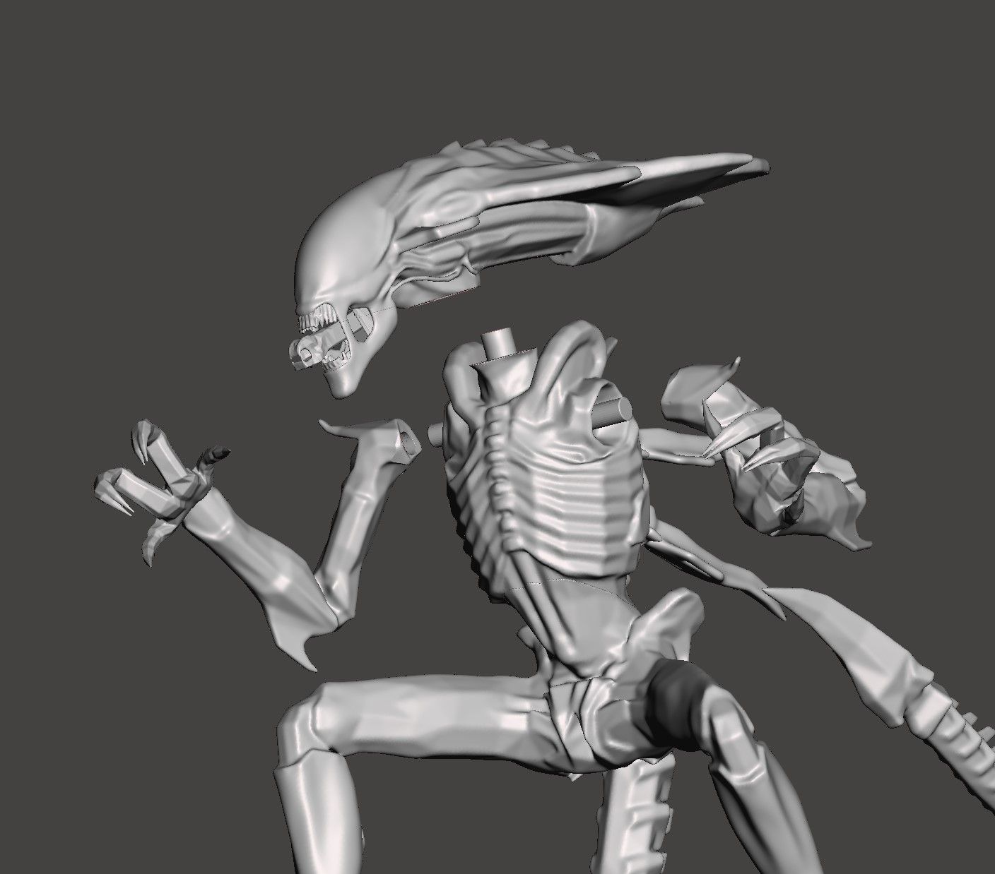 Download Stl File Praetorian Xenomorph Alien Avp 2010 Articulated Dynamic Pose Stl For 3d 