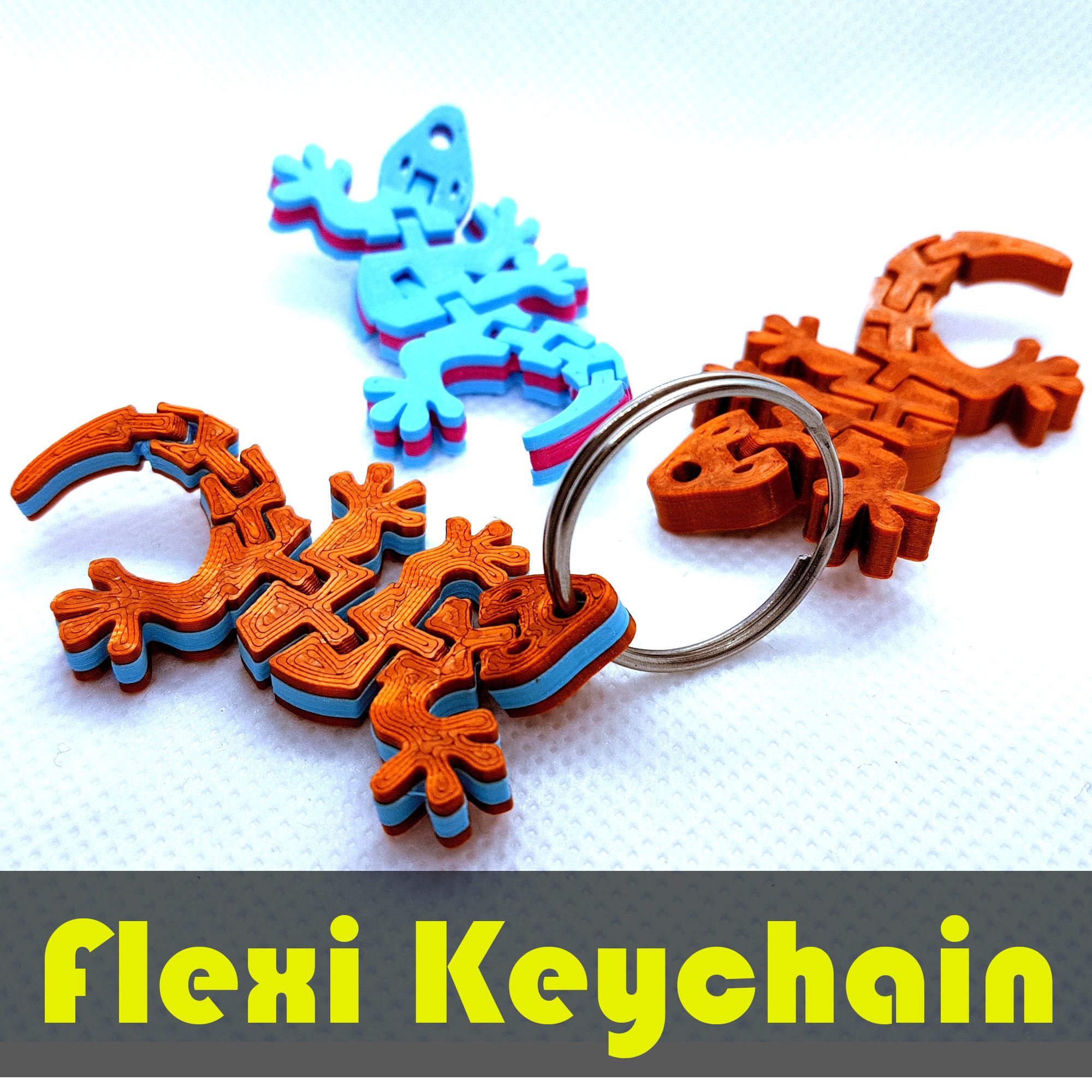 jtronics_flexi_geckodual.jpg Free STL file Flexi Articulated Keychain - Gecko Dual Color・Design to download and 3D print, jtronics