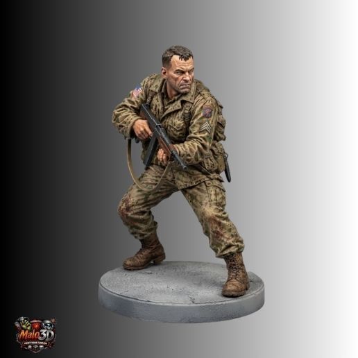 🔥 SERGEANT MIKE HORVATH – SAVING PRIVATE RYAN STL + ZOMBICIDE V2 CARD