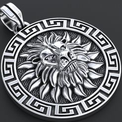 untitled.43.jpg Fichier STL Pendentif du lion solaire dans le style grec 344・Modèle à imprimer en 3D à télécharger