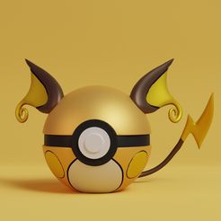 pokeball-raichu-render.jpg Файл STL Pokemon Raichu Pokeball・Модель для печати в 3D скачать