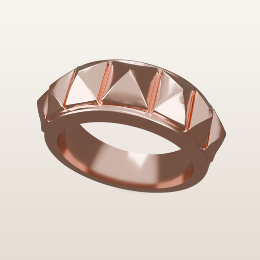 Pyramid Stud Ring – Punk Spike Ring STL (US 5-13)