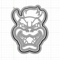 Bowser-1.jpg STL file Mario Bros Bowser Cookie and Fondant Cutter with Embosser・3D print design to download