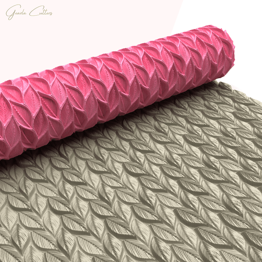 sdgsdgds.png Knitting Leaves Texture Roller For Polymer Clay, Leaves Clay Texture Roller, Polymer Clay Tool, Printable File, Digital STL File, No: 1513
