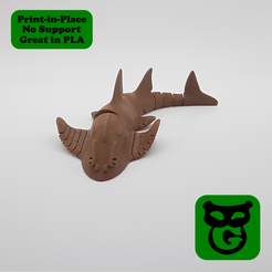 image140.png STL-Datei Hai-Rochen (Bogenmaul-Gitarrensalmler) Flexi・3D-druckbare Vorlage zum herunterladen, Boby_Green