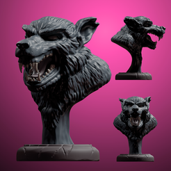 werewolf01_all.png Archivo STL gratis Busto de hombre lobo Modelo de impresión 3D gratuito・Plan de impresión en 3D para descargar