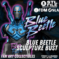 1.png STL file Blue Beetle Bust・3D printer model to download