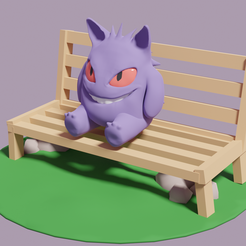 hengar.png STL-Datei Gengar on a bench kostenlos・3D-Druck-Vorlage zum herunterladen