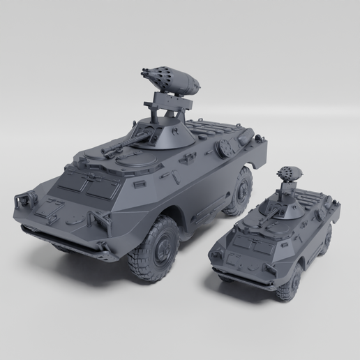BRDM-2 + BRDM-2 with rocket launcher UB32m (USSR, Cold War) (1:56 and 1:100 scale)