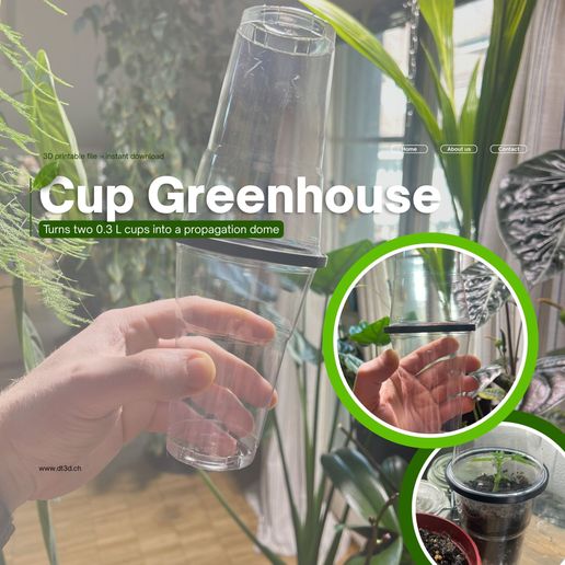Mini-Greenhouse-Cup-Ring.jpg Mini Cúpula de Humedad de Invernadero para Vasos de 0,3L - Accesorio para la Propagación de Plántulas y Clonación | Anillo de Cúpula para Plantas STL Imprimible