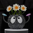 SootSpriteVasePotFlowerBowlContainer5.jpg Soot Sprite Vase Pot Pen Holder 3D Studio Ghibli Fan Art avec trou d'évacuation