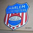 harlen-globetrotters-escudo-equipo-baloncesto-jugadores.jpg Harlen Globetrotters, shield, badge, logo, poster, sign, 3d printing, players, court, ball, ball