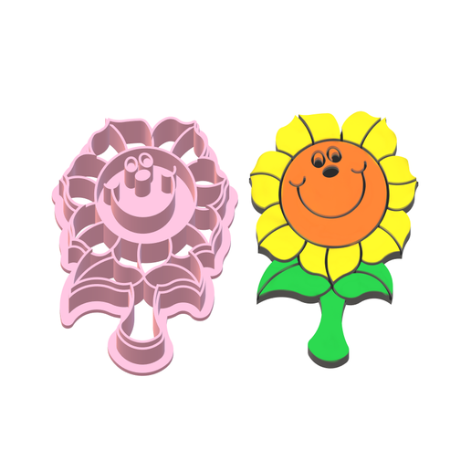 SUN FLOWER SMILE POLYMER CLAY CUTTER 6 SIZE 3D model
