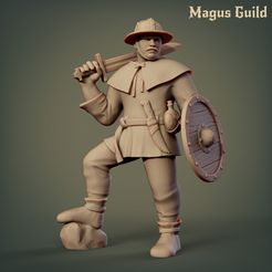 Farmer_Mg7.1-1.jpg STL-Datei Bewaffneter Landwirt (Schwert, Helm und Schild) - MG7.1・3D-druckbares Modell zum Herunterladen