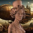 untitled.724.jpg Steampunk Aviator Frau - Büste - 3D