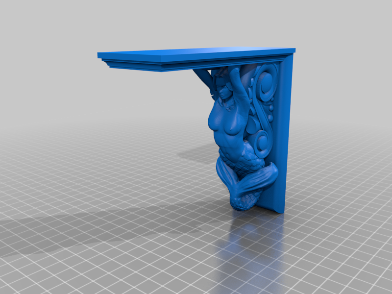 Mermaid_Corbel_Center_stretched.png Download free STL file Mermaid Corbels - Repaired • 3D printable object, rebeltaz