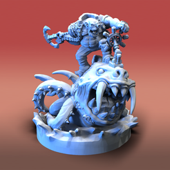Kapti-Sea-Squig-on-base.png STL-Datei Da Great Sea Squig & Kaptin Krabstikk・3D-druckbare Vorlage zum herunterladen