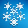 PackOfSixSnowflakeChristmasOrnamentCollectionGroup3DPrintPhoto.jpg Christmas Ornaments - 6 Pack Of Snowflakes
