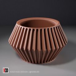 vase-1009-A-ridged-pot-vase-01.jpg STL file VASE・3D printer model to download