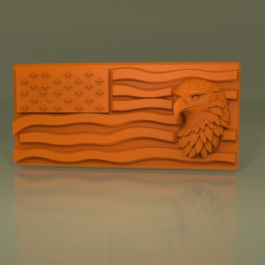American Eagle Flag Bas-Relief STL – Patriotic Wall Art for 3D Printing