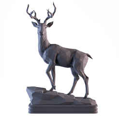 001.png STL-Datei Hirsche LowPoly・Design für 3D-Drucker zum herunterladen