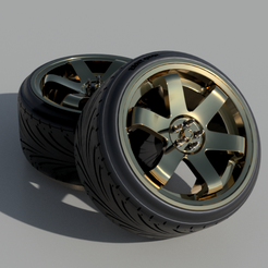 TE37-v22.png Fichier STL Jantes TE 37 Style 18" pour modèles réduits et maquettes avec rivets BULLET・Design à télécharger et à imprimer en 3D