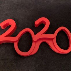 Face lunettes 2020.jpg Free STL file Glasses 2020, Happy new year 2020, Glasses 2020; Fram3d・3D printing model to download