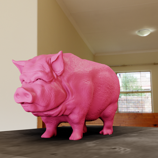 Pink Pot Belly Pig Pot Bellied Pig Statue Stl 3d Print File・ STL