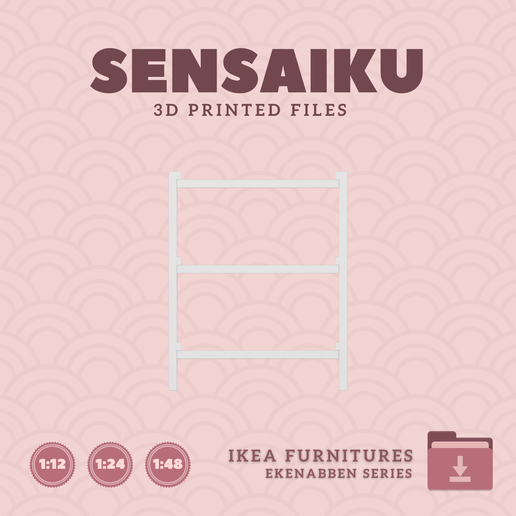 02.-EKENABBEN-Open-Shelf-Unit-33-In-2.png Miniature Replica 02. EKENABBEN Open Shelf Unit 33 In for Miniature Dollhouse - IKEA - 3D Print Instant Download