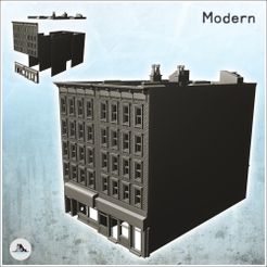 1-PREM.jpg STL file Large modern brick building with fireplaces and store on first floor (11) - Downtown Modern WW2 WW1 World War Diaroma Wargaming RPG・3D printer model to download