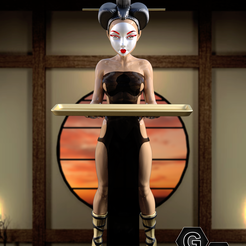 gei1.png 3D file GEISHA HOLDING A TRAY・3D printer model to download