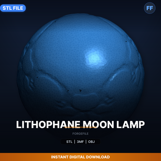Lithophane Moon Lamp - 3D Printable STL File