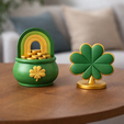 4.png St. Patrick’s Day Lucky Charm STL Set – Four Leaf Clover & Rainbow Pot of Gold Decor |