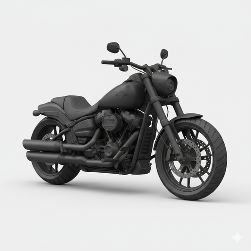 Harley-Davidson Breakout motorcycle with rider STL, 1:32 motorcycle, motorcycle stand STL, 1:8 motorcycle, custom motorcycle STL, cartoon motorcycle STL, post apocalyptic motorcycle, motorcycle action pose STL, superbike STL, vintage motorcycle STL, 1:64