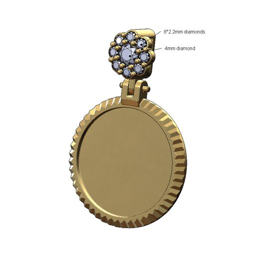 Fluted Flower cluster bail memory picture pendant 3D print model
