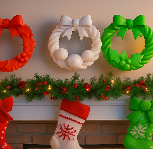 Set of 3 Modern 3D Printed Christmas Ornaments | Colorful Holiday Medallions STL Files | Geometric Baubles Tree Decor | Printable Xmas Décor 3D model