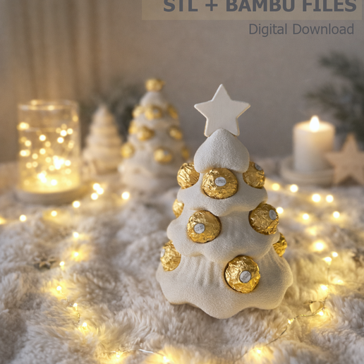 🎄 Christmas Tree Chocolate Holder STL + Bambu 3MF | Modern