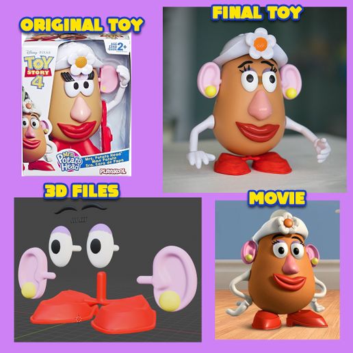 🥔 Mrs. POTATO HEAD TS4 MOVIE ACCURATE ADD-ONS・ STL File for 3D