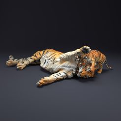 resize-tiger-with-small2.jpg Файл STL Бенгальский тигр с детенышем・3D-печатная модель для загрузки, AnimalDenMiniatures