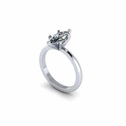 1.jpg STL file Marquee Solitaire Diamond Ring R1・3D printable design to download